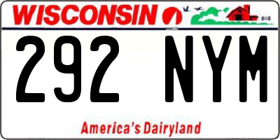 WI license plate 292NYM