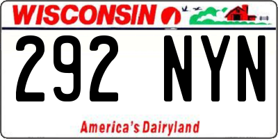 WI license plate 292NYN