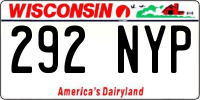 WI license plate 292NYP