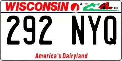 WI license plate 292NYQ