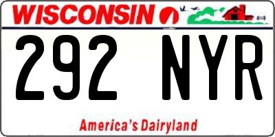 WI license plate 292NYR
