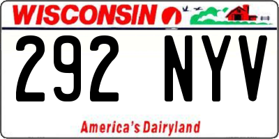 WI license plate 292NYV