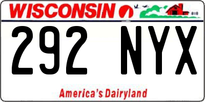 WI license plate 292NYX