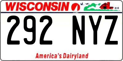 WI license plate 292NYZ