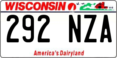 WI license plate 292NZA