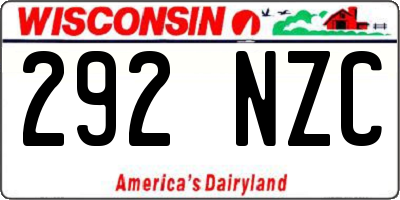 WI license plate 292NZC