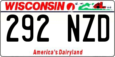 WI license plate 292NZD
