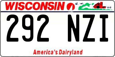 WI license plate 292NZI