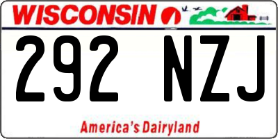 WI license plate 292NZJ
