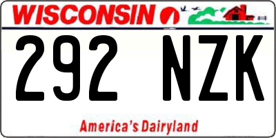 WI license plate 292NZK