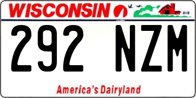 WI license plate 292NZM