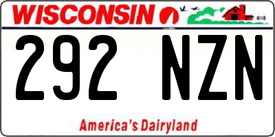 WI license plate 292NZN