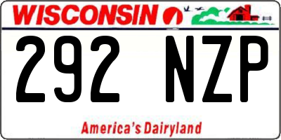 WI license plate 292NZP