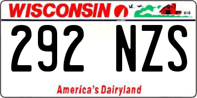 WI license plate 292NZS