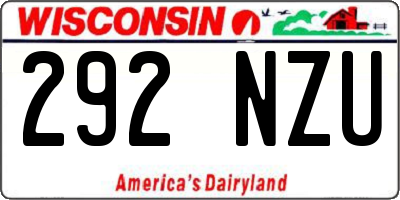 WI license plate 292NZU