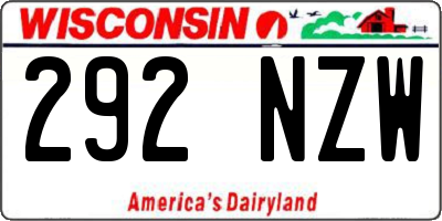 WI license plate 292NZW