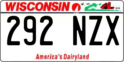 WI license plate 292NZX