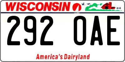 WI license plate 292OAE