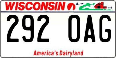 WI license plate 292OAG