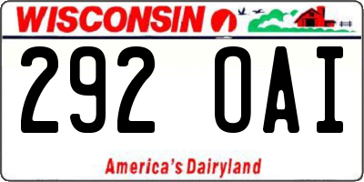 WI license plate 292OAI