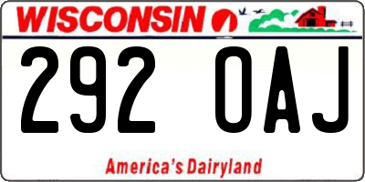 WI license plate 292OAJ
