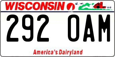 WI license plate 292OAM