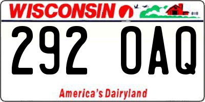 WI license plate 292OAQ
