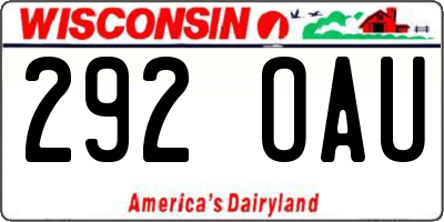 WI license plate 292OAU