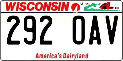 WI license plate 292OAV