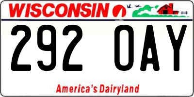 WI license plate 292OAY