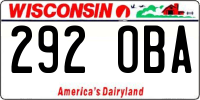 WI license plate 292OBA