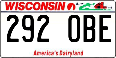 WI license plate 292OBE