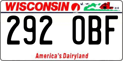 WI license plate 292OBF