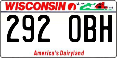WI license plate 292OBH