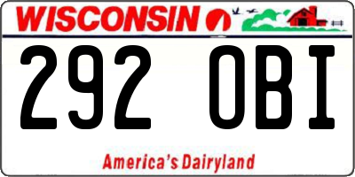 WI license plate 292OBI