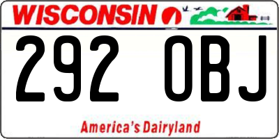 WI license plate 292OBJ