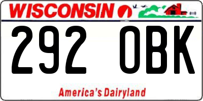 WI license plate 292OBK
