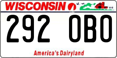 WI license plate 292OBO