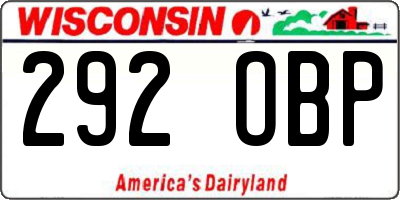 WI license plate 292OBP
