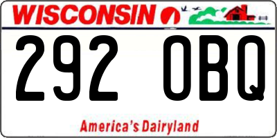 WI license plate 292OBQ
