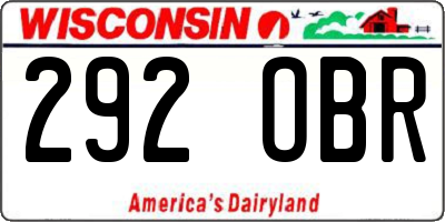 WI license plate 292OBR