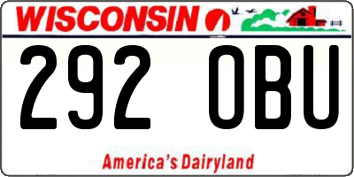 WI license plate 292OBU