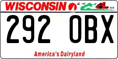 WI license plate 292OBX