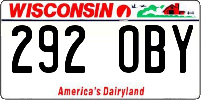 WI license plate 292OBY