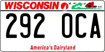 WI license plate 292OCA