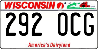 WI license plate 292OCG