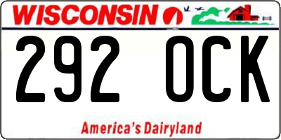 WI license plate 292OCK