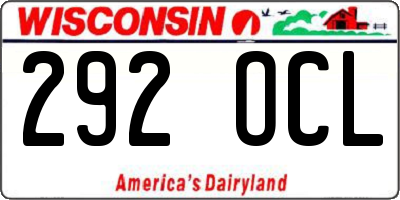 WI license plate 292OCL