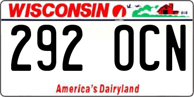 WI license plate 292OCN