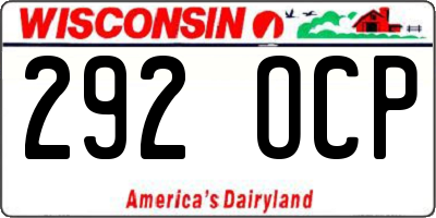 WI license plate 292OCP